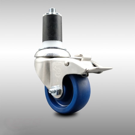 Service Caster 3.5 Inch 316SS Solid Poly Swivel 1-5/8 Inch Expanding Stem Caster Lock Brake SCC SCC-SS316TTLEX20S3514-SPUS-158